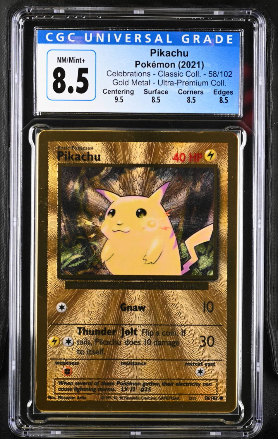 Pikachu Pokemon 2021 Celebrations - Classic Collections 58/102 Gold Metal - Ultra-Premium Collection CGC 8.5