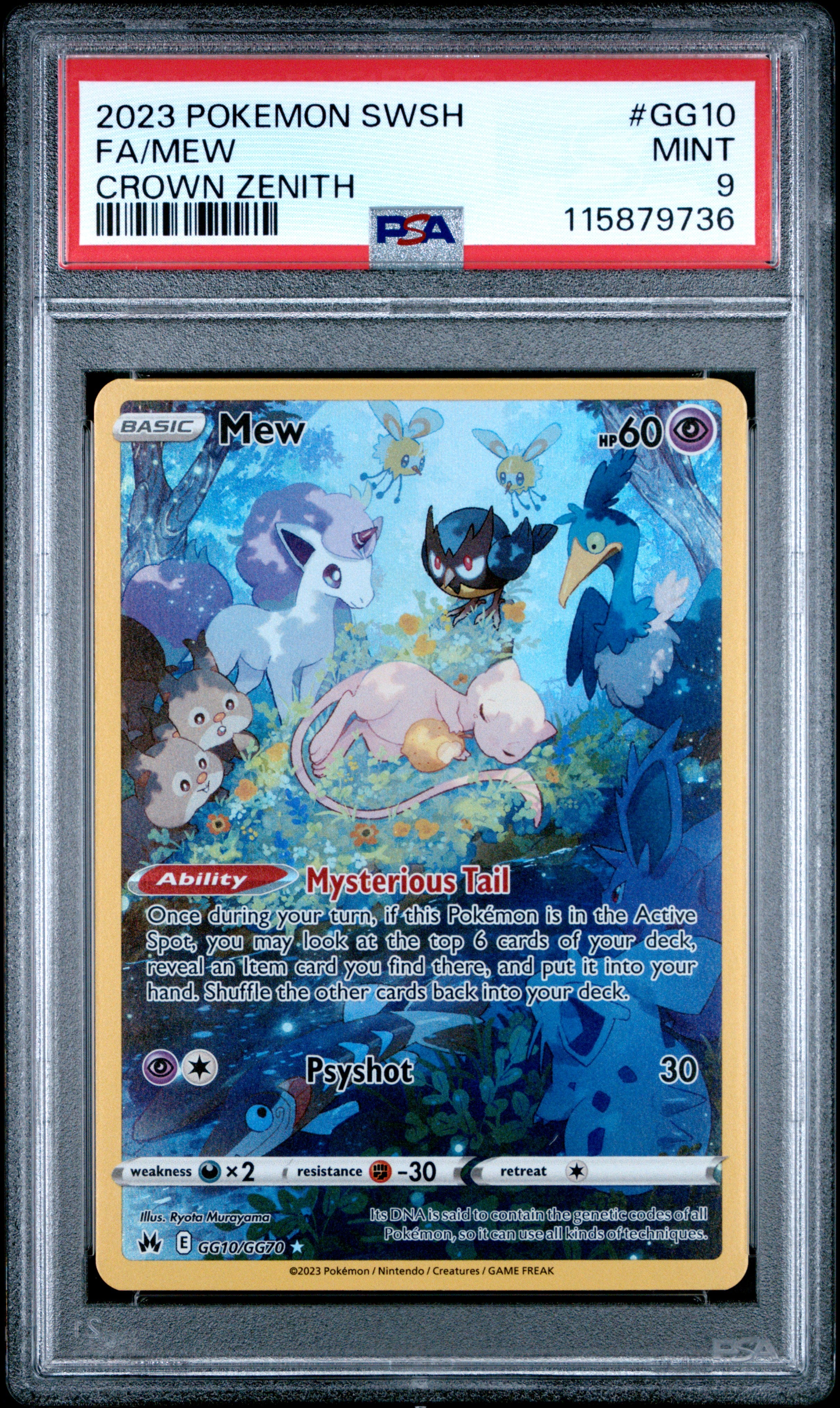 2023 POKEMON SWORD AND SHIELD - CROWN ZENITH #GG10 FA/MEW - CROWN ZENITH - PSA 9